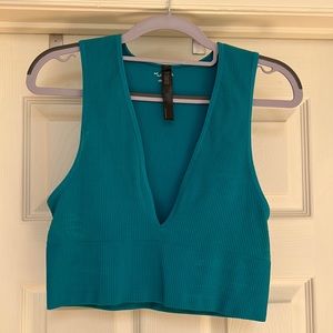 Urban Outfitters Out From Under Hailey Seamless Plunge Bra Top in Teal, Size L